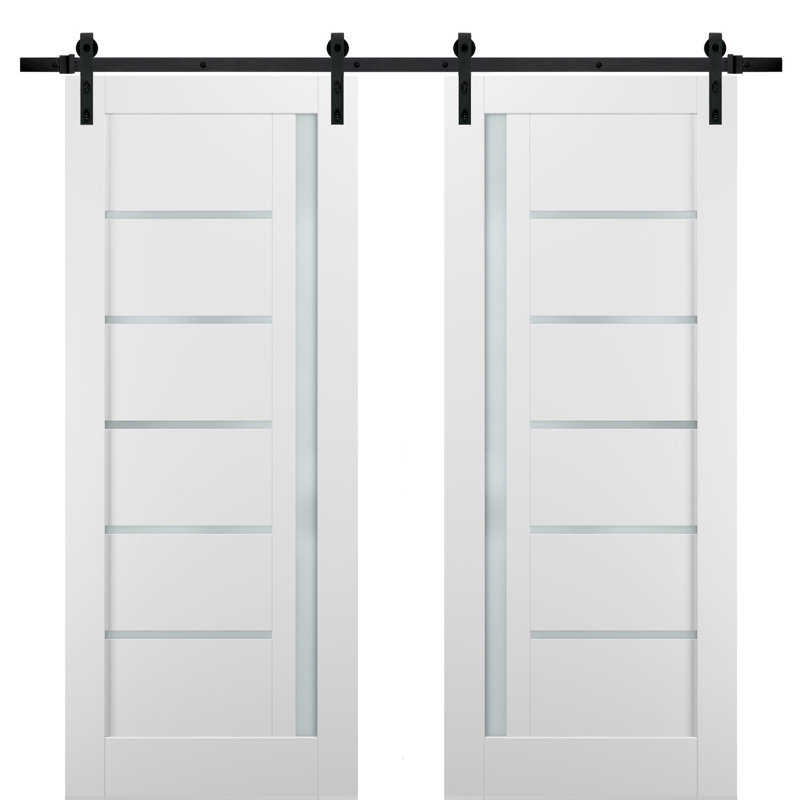 SARTODOORS Quadro Glass Barn Door with Installation Hardware Kit Wayfair